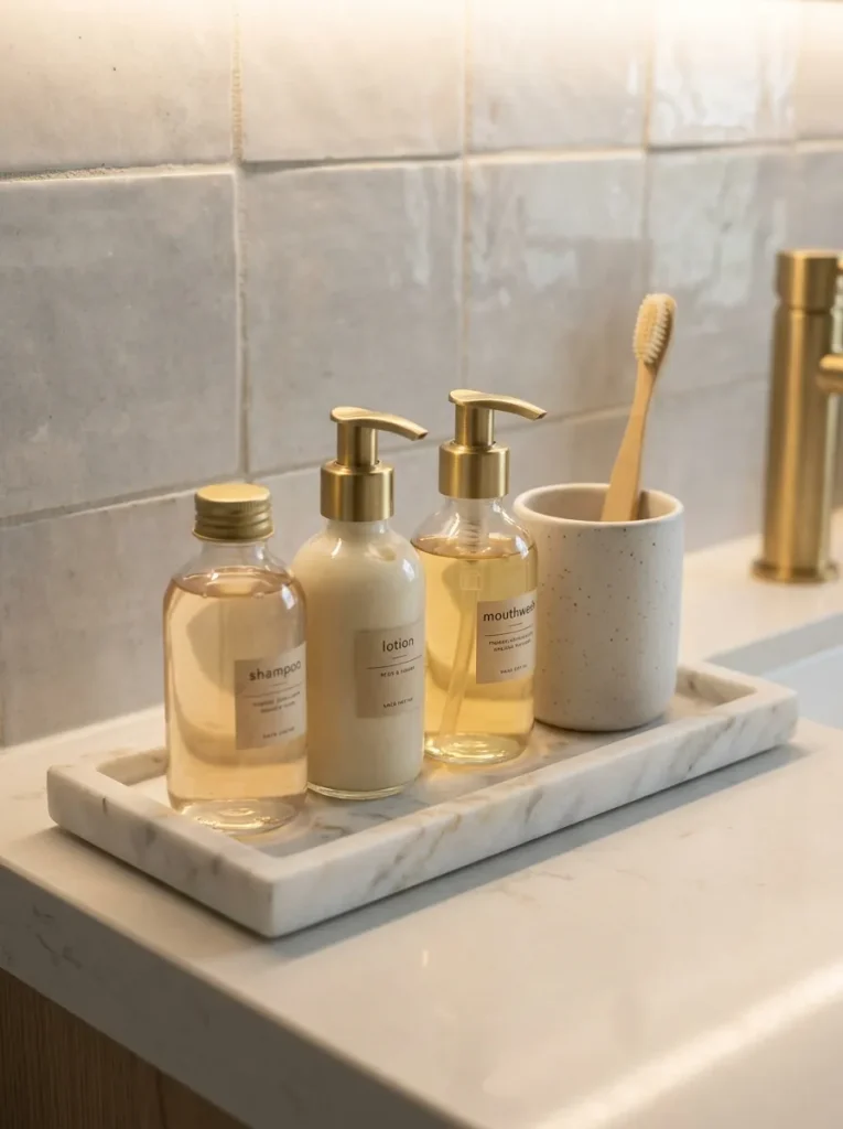 27 Guest Bathroom Ideas That Leave Visitors Pampered 3 Mini Toiletry Station