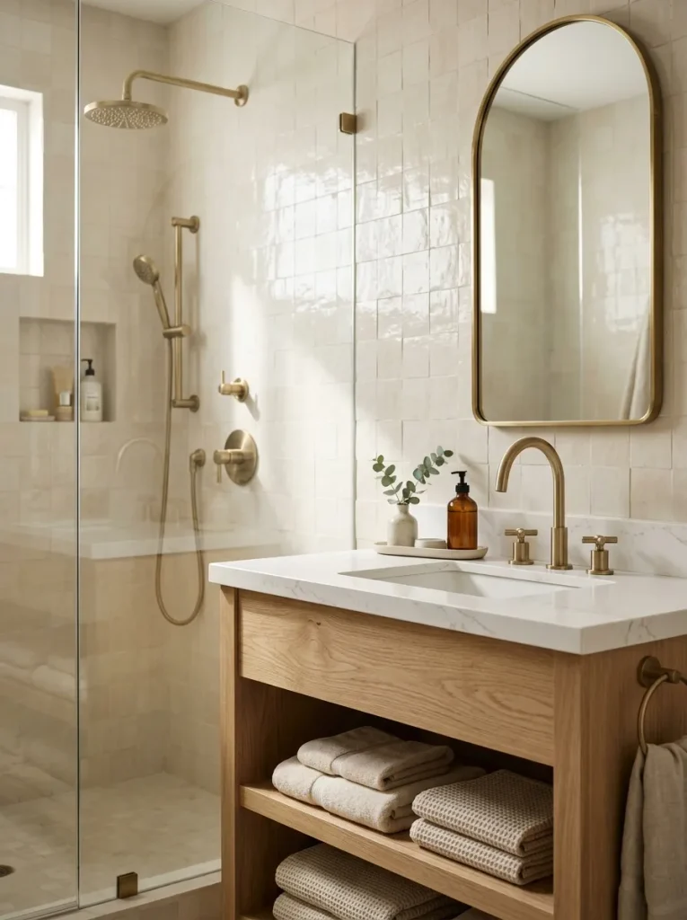 28 Bathroom Decor Ideas That Create a Spa-Worthy Escape 15 Brass Bathroom Fixtures