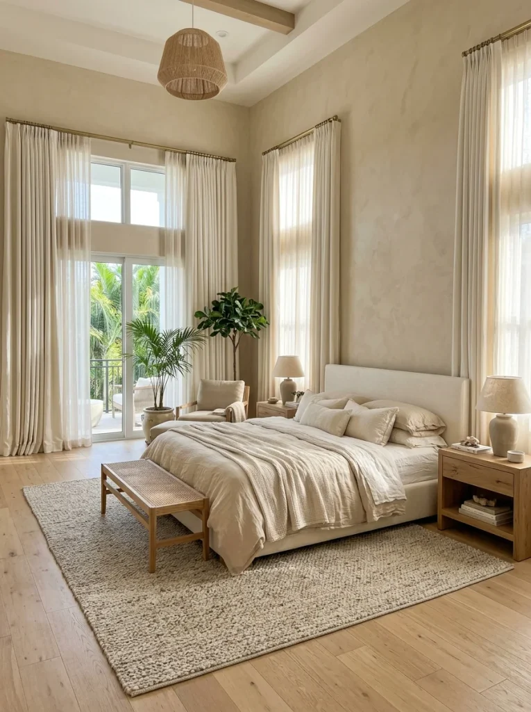 26 Master Bedroom Ideas for a Resort-Style Sanctuary 5 Floor-to-Ceiling Curtains