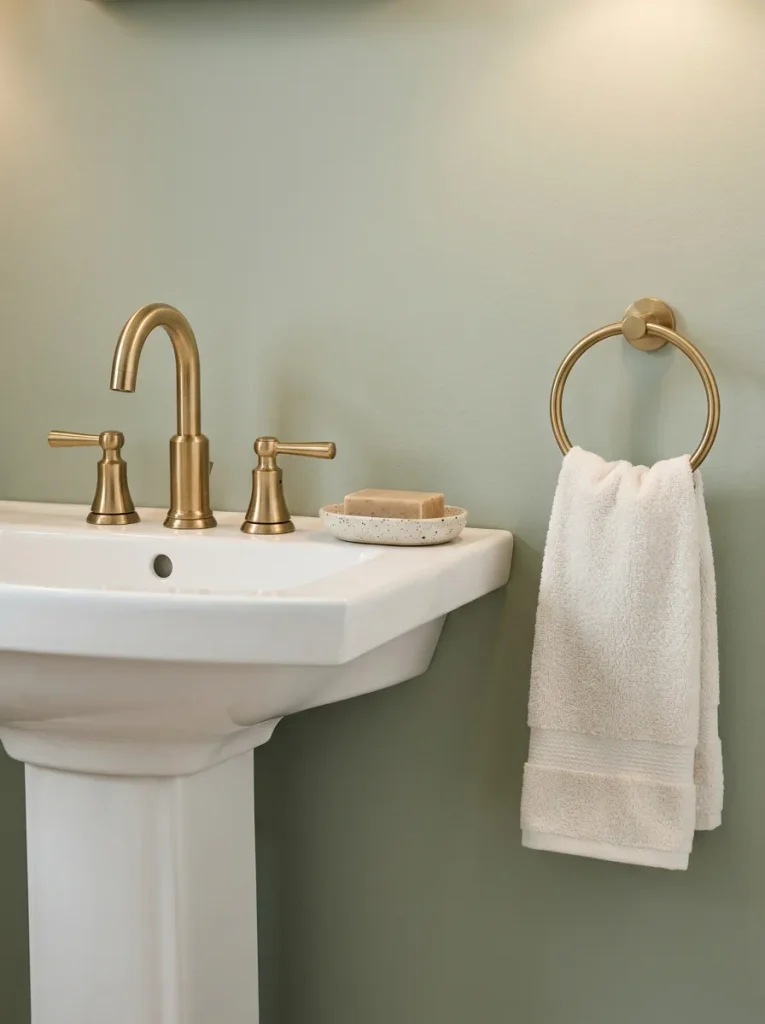 27 Guest Bathroom Ideas That Leave Visitors Pampered 21 Warm Brass Hardware