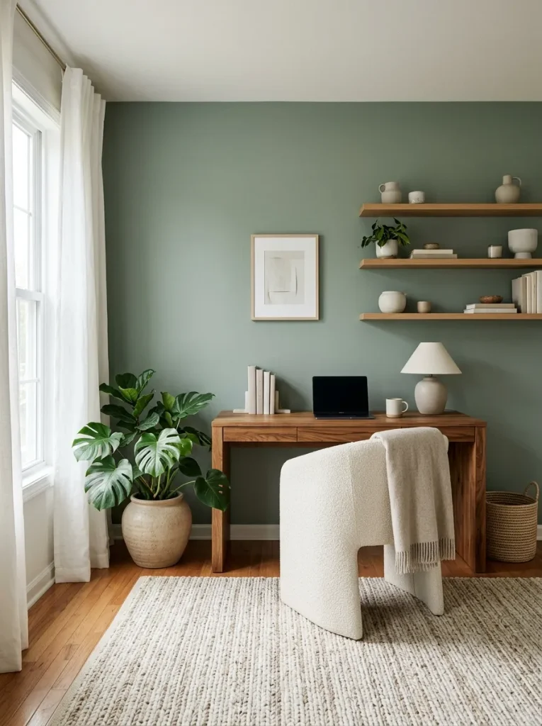 26 Motivating Home Office Decor Ideas to Boost Focus 24 Calm Sage Green Decor