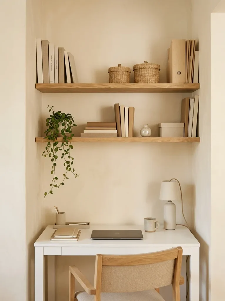 Small Home Office Ideas: 24 Compact Setups That Work 5 Wall Mounted Shelves
