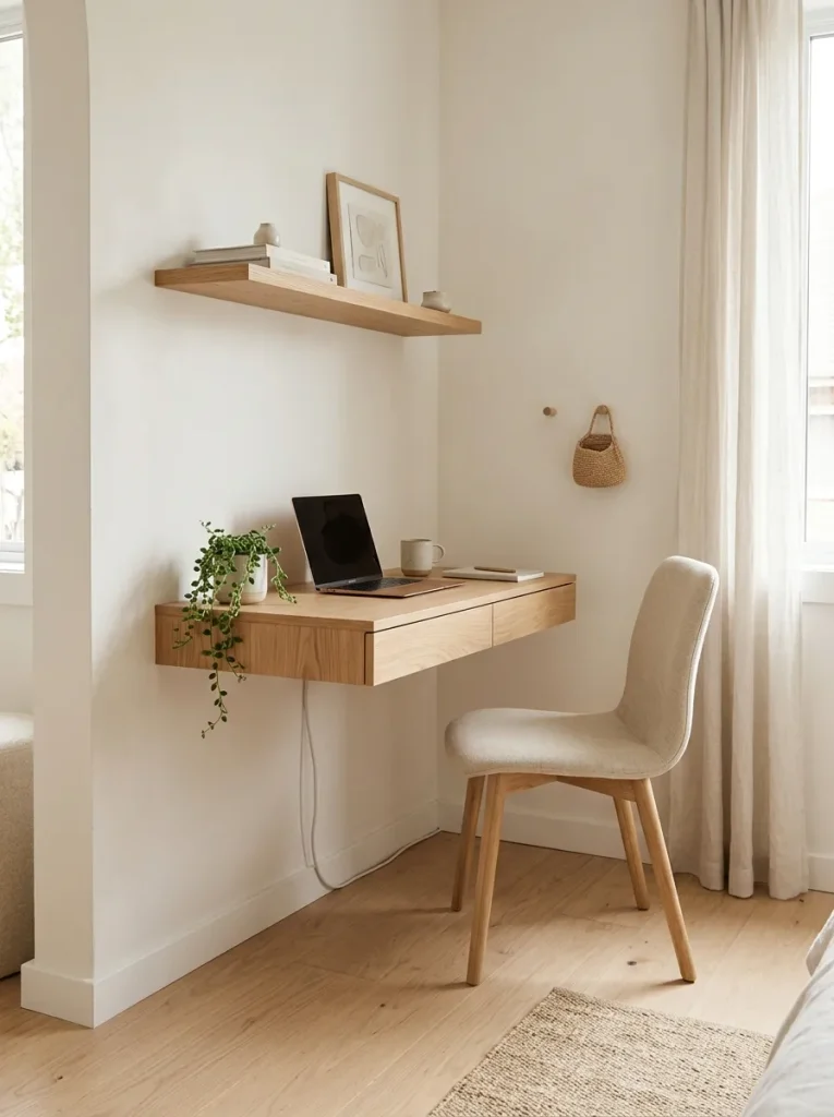 26 Motivating Home Office Decor Ideas to Boost Focus 23 Wall-Mounted Desk