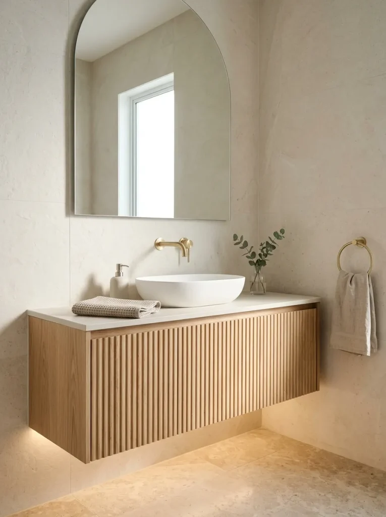 Bathroom Ideas: 30 Gorgeous Looks to Save for Later 27 Fluted Vanity Cabinets