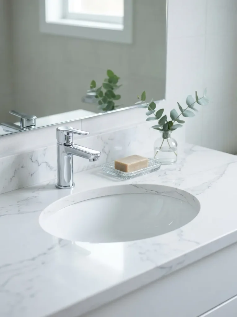 26 Timeless Bathroom Design Ideas Your Guests Will Envy 26 Marble Look Countertop