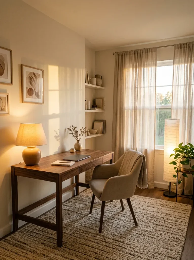 26 Motivating Home Office Decor Ideas to Boost Focus 12 Soft Ambient Lighting