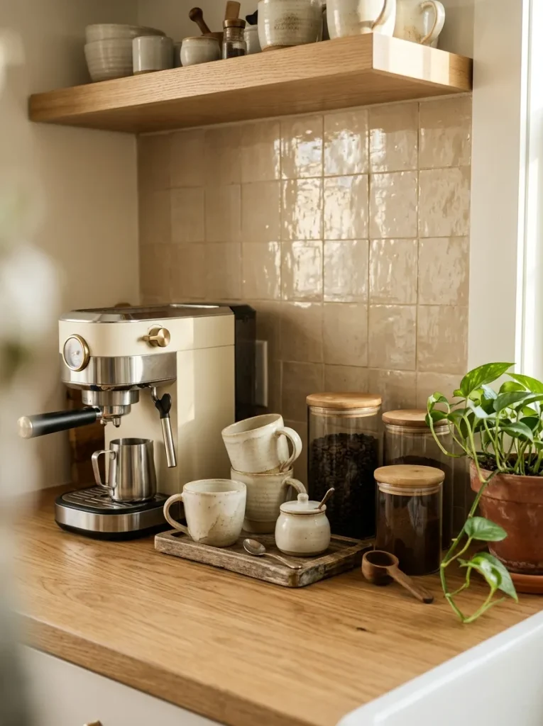 31 Kitchen Ideas That Will Make You Fall in Love Again 18 Coffee Station Corner