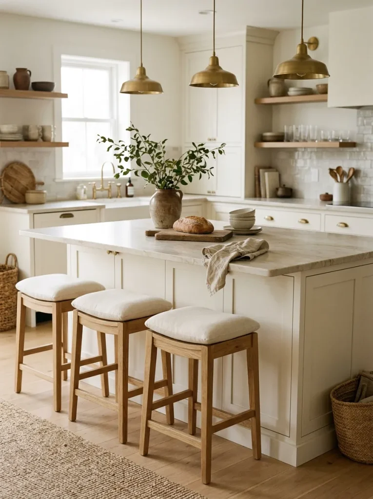 Kitchen Decor Ideas: 30 Warm Touches That Feel Homey 29 Natural Wooden Bar Stools
