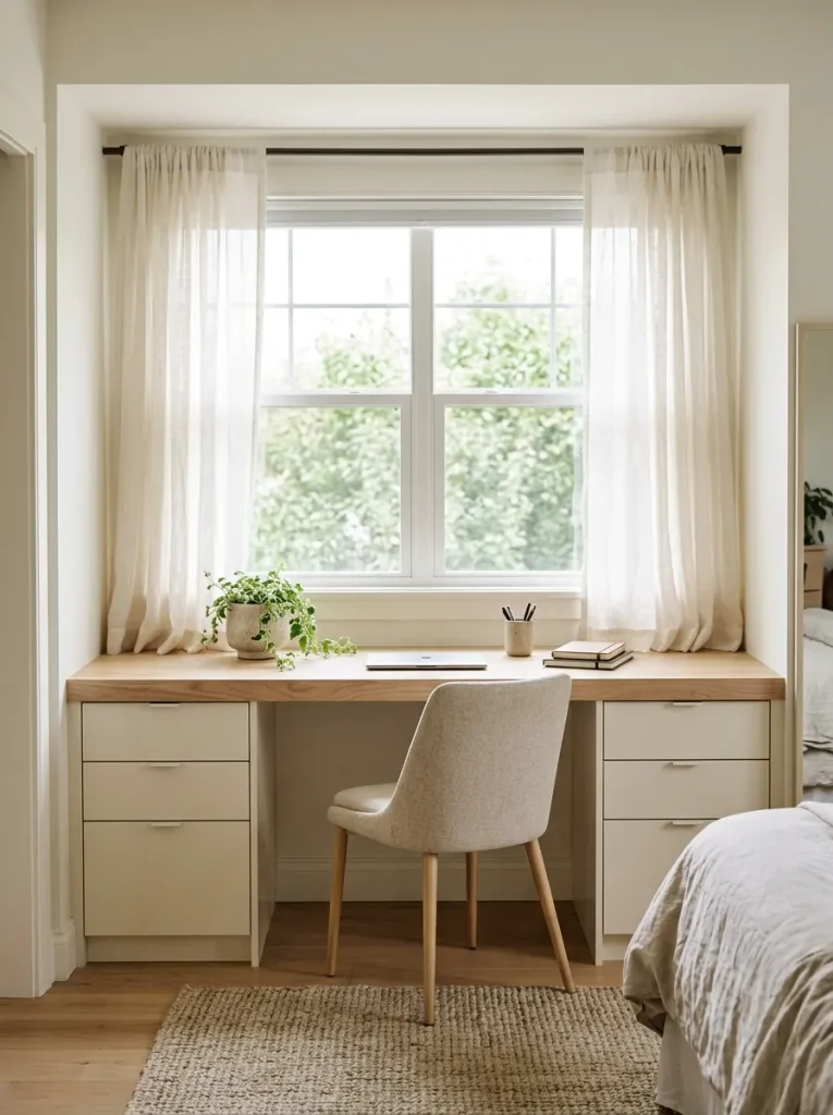 Small Home Office Ideas: 24 Compact Setups That Work 22 Under Window Built In Desk