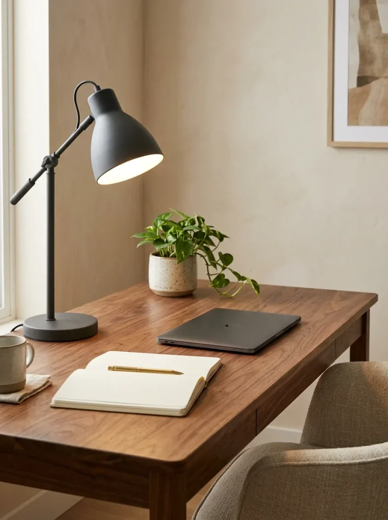 26 Motivating Home Office Decor Ideas to Boost Focus 4 Focused Desk Lighting