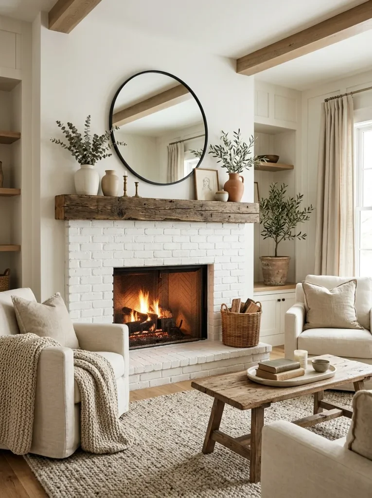 Farmhouse Fireplace Styling