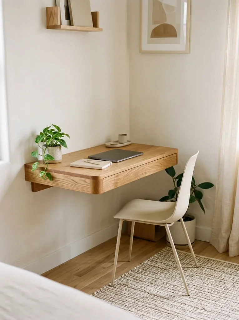 Small Home Office Ideas: 24 Compact Setups That Work 2 Floating Wall Desk