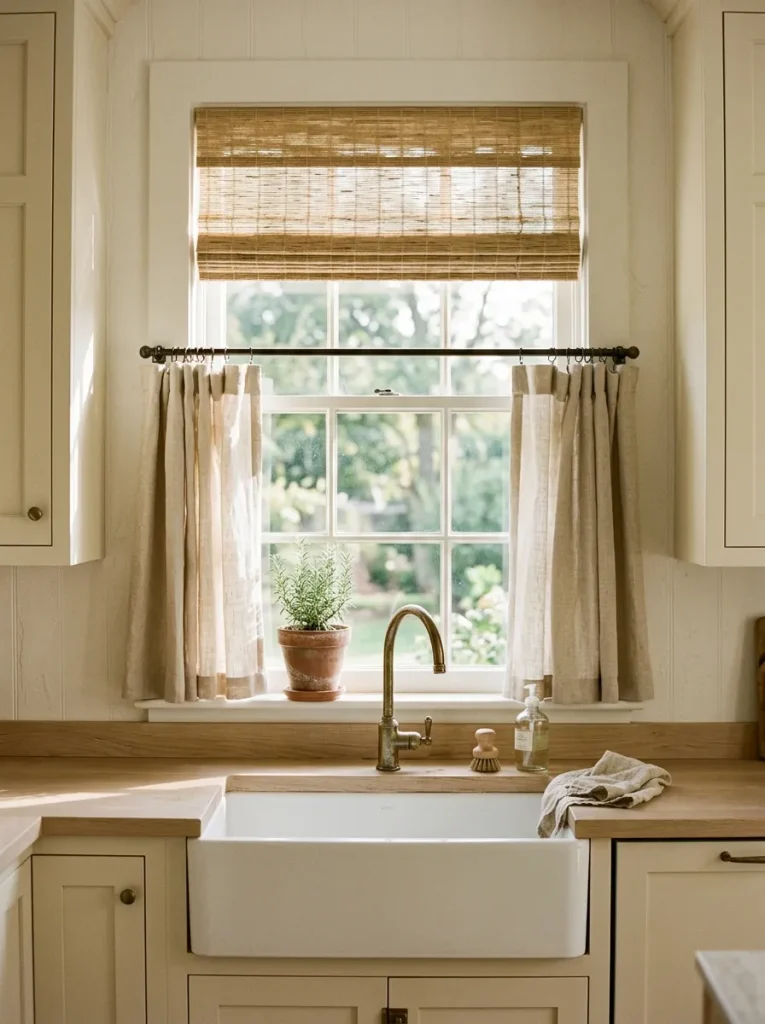 Linen Curtains and Roman Shades