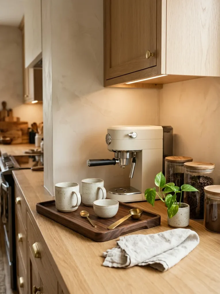 Kitchen Decor Ideas: 30 Warm Touches That Feel Homey 16 A Warm Coffee Station
