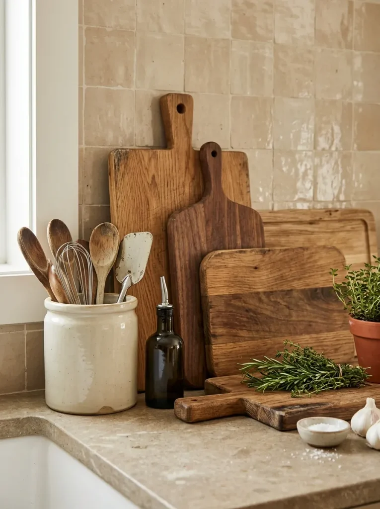 Kitchen Decor Ideas: 30 Warm Touches That Feel Homey 11 Rustic Wooden Cutting Boards