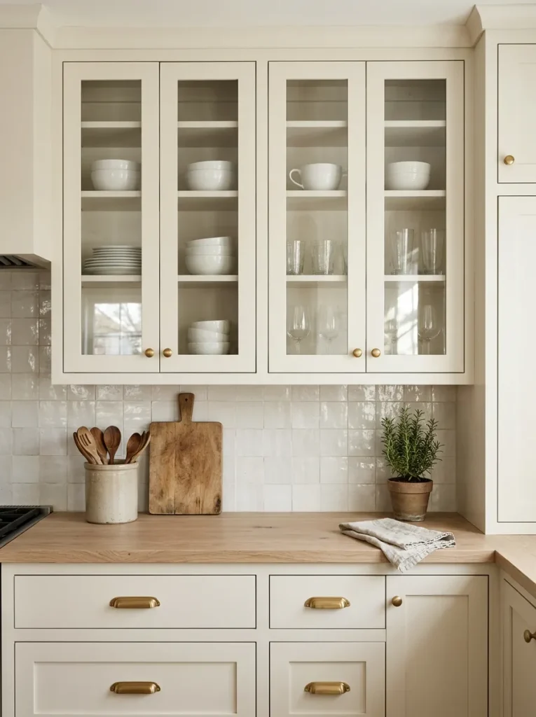 31 Kitchen Ideas That Will Make You Fall in Love Again 11 Glass-Front Cabinets