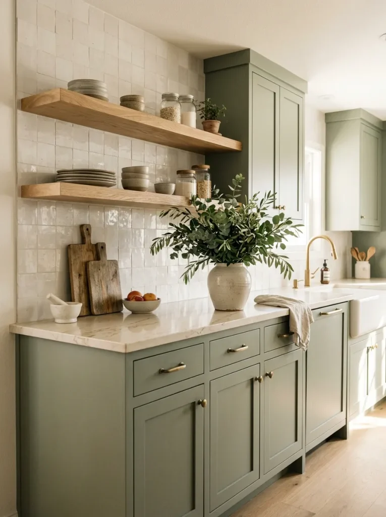 31 Kitchen Ideas That Will Make You Fall in Love Again 8 Sage Green Cabinets