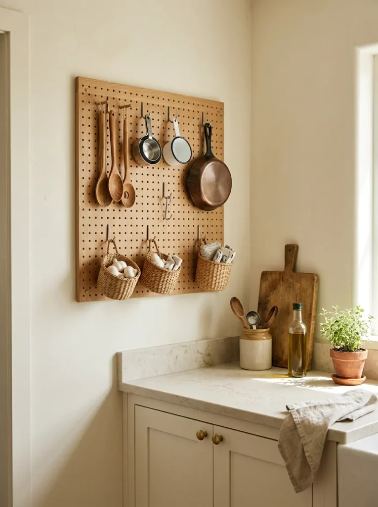 Small Kitchen Ideas: 29 Brilliant Ways to Gain Space 28 Pegboard Kitchen Storage