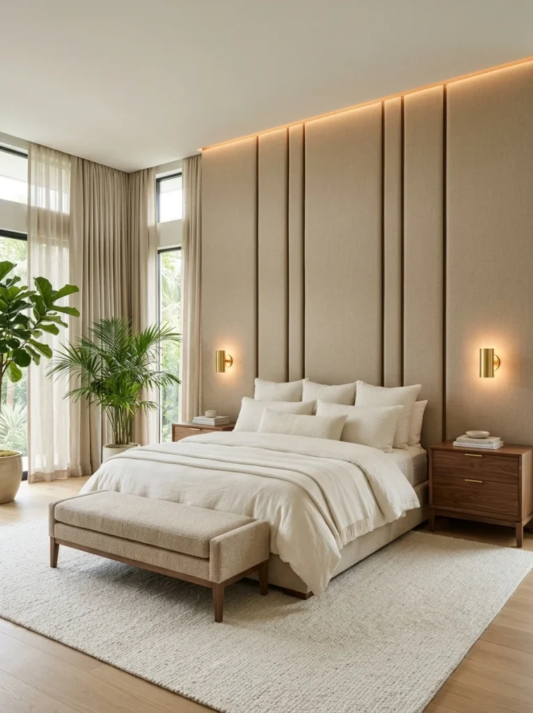 26 Master Bedroom Ideas for a Resort-Style Sanctuary 20 Floor-to-Ceiling Headboard Wall