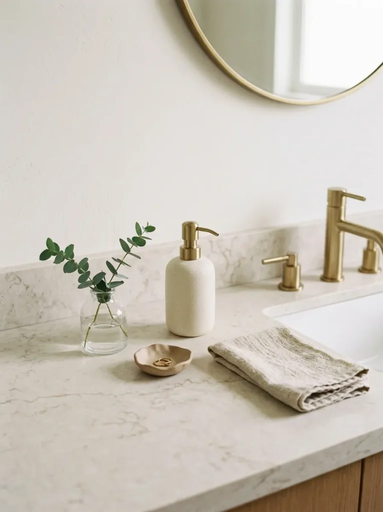 28 Bathroom Decor Ideas That Create a Spa-Worthy Escape 9 Minimalist Countertop Styling
