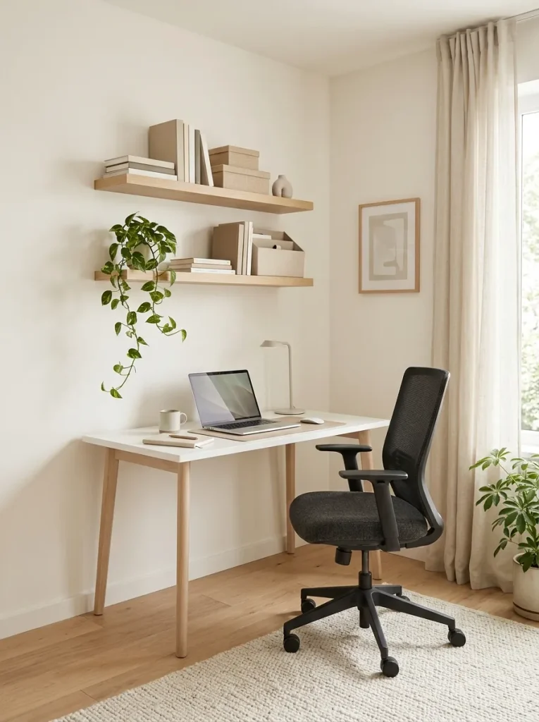 Modern Office with Floating Shelves
