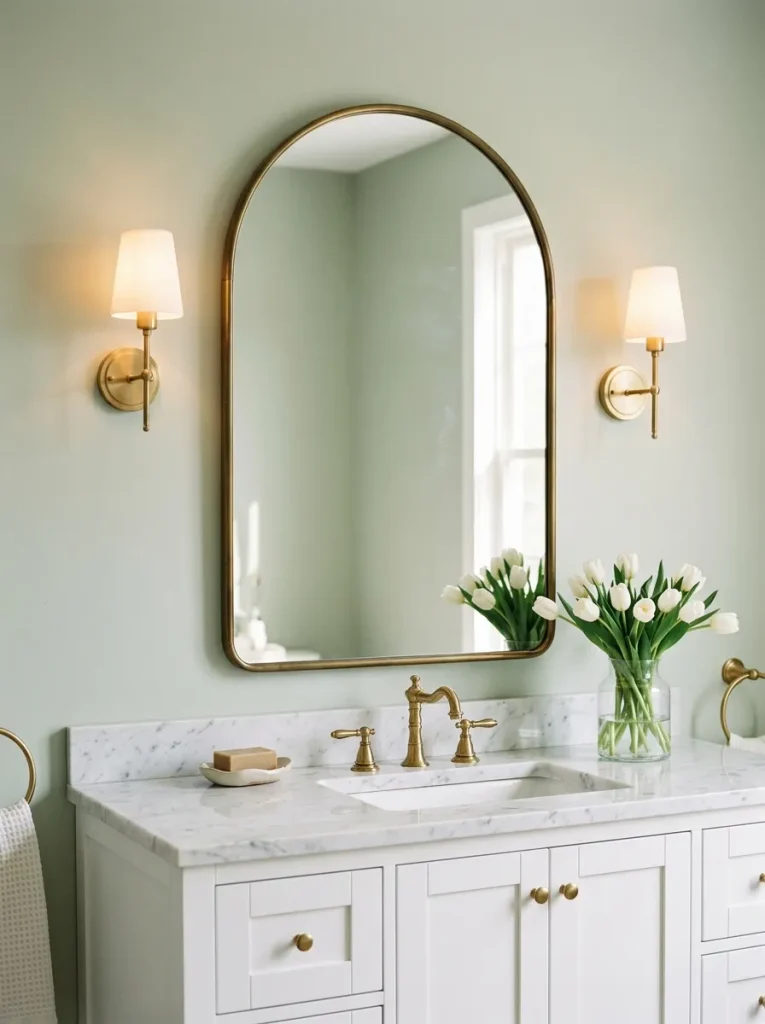 26 Timeless Bathroom Design Ideas Your Guests Will Envy 7 Arched Mirror Wall