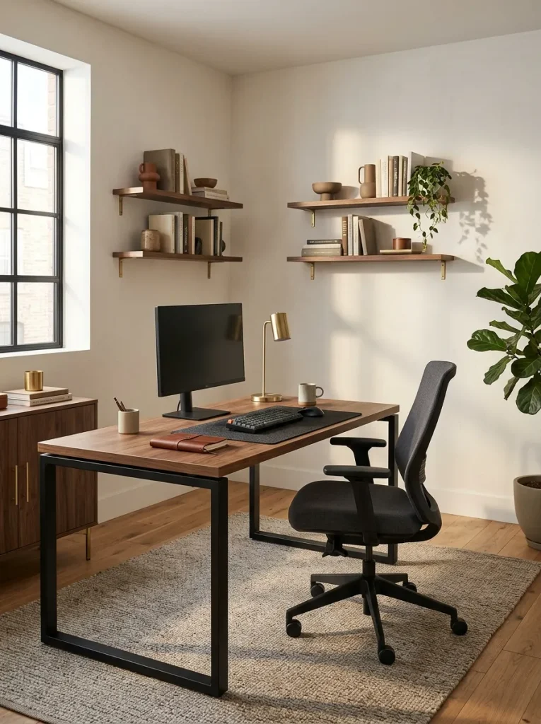 Black and Wood Office