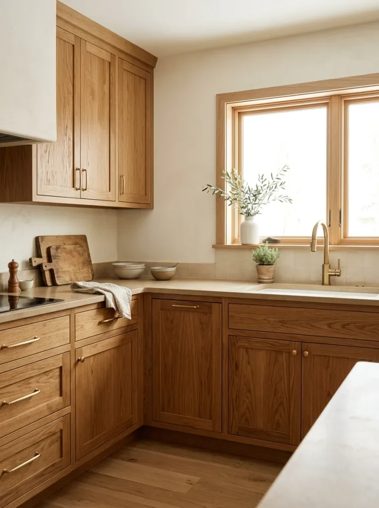 31 Kitchen Ideas That Will Make You Fall in Love Again 2 Warm Wood Cabinets