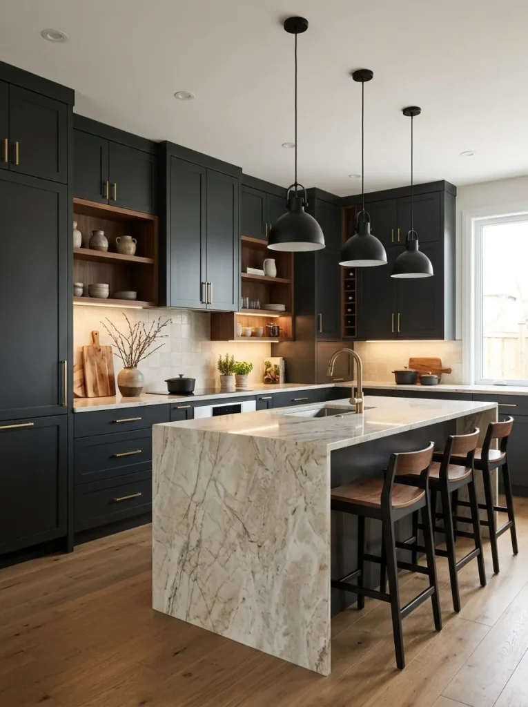 31 Kitchen Ideas That Will Make You Fall in Love Again 29 Dramatic Dark Cabinets
