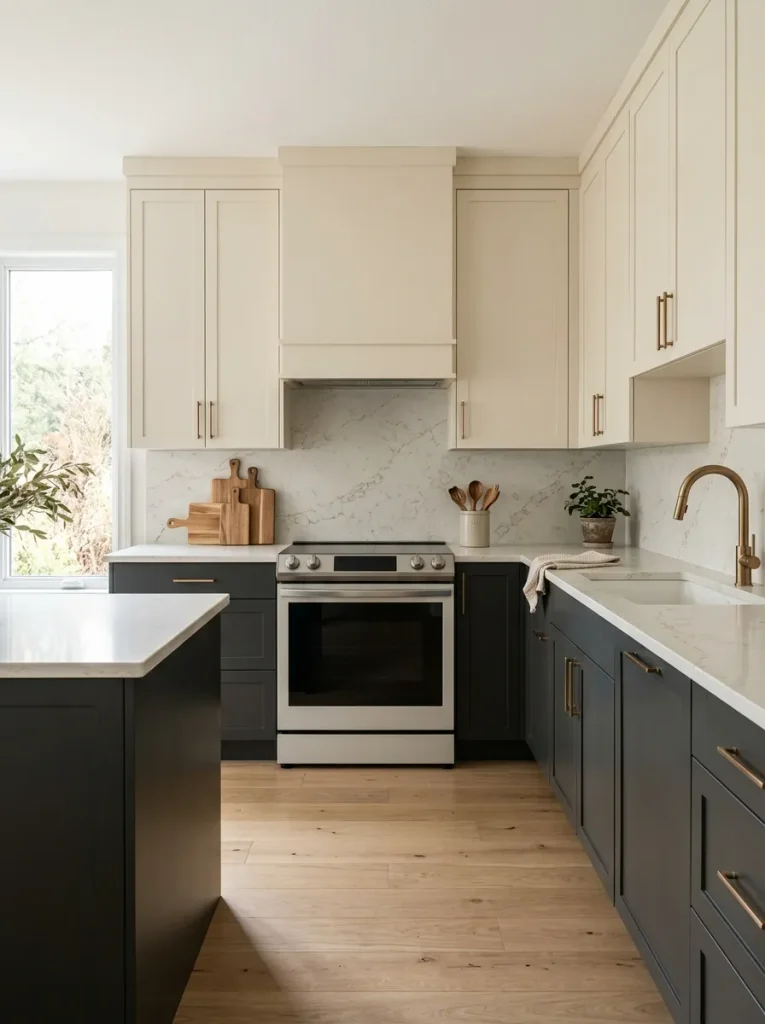 Modern Kitchen Ideas: 31 Bold Designs Without the Cold 5 Cream and Charcoal Contrast