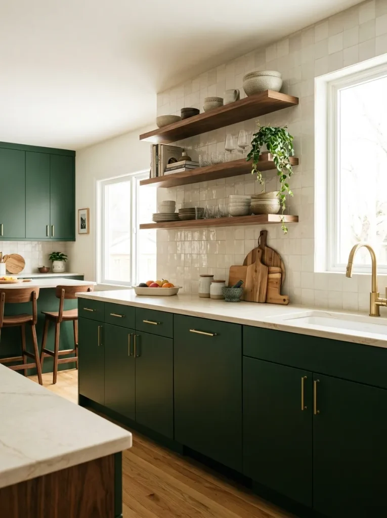 Modern Kitchen Ideas: 31 Bold Designs Without the Cold 23 Rich Green Cabinets