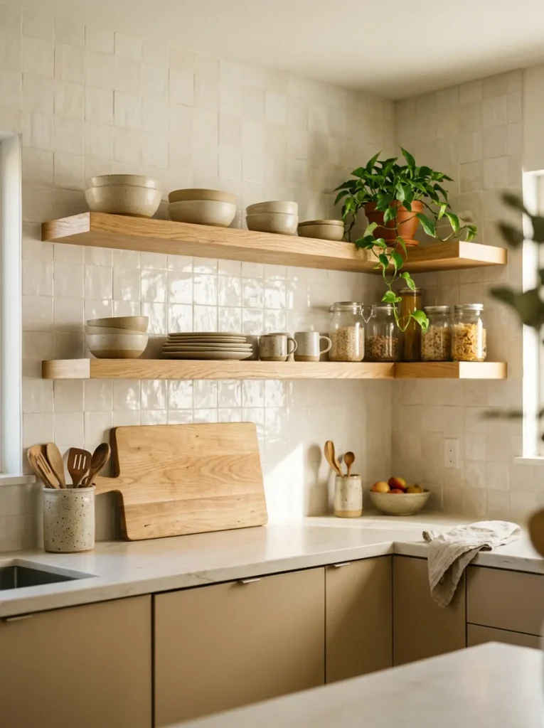 Modern Kitchen Ideas: 31 Bold Designs Without the Cold 11 Open Floating Shelves