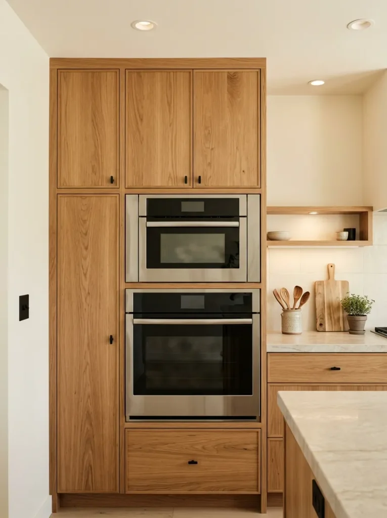 31 Kitchen Ideas That Will Make You Fall in Love Again 14 Built-In Appliance Wall