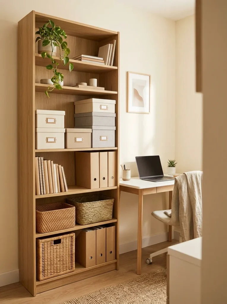 Small Home Office Ideas: 24 Compact Setups That Work 9 Vertical Storage Station