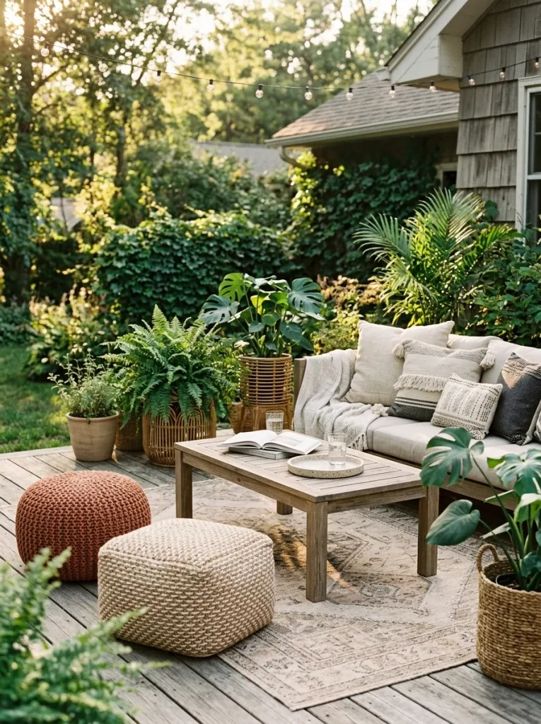 Cozy Bohemian Outdoor Poufs