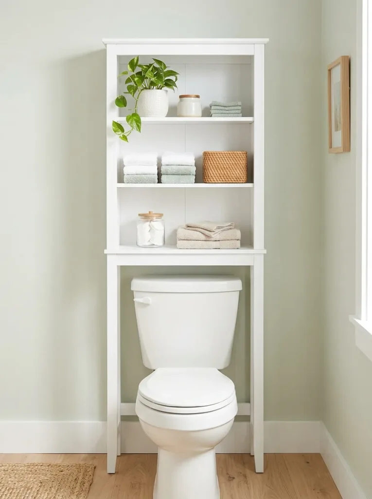 27 Guest Bathroom Ideas That Leave Visitors Pampered 18 Over-Toilet Storage