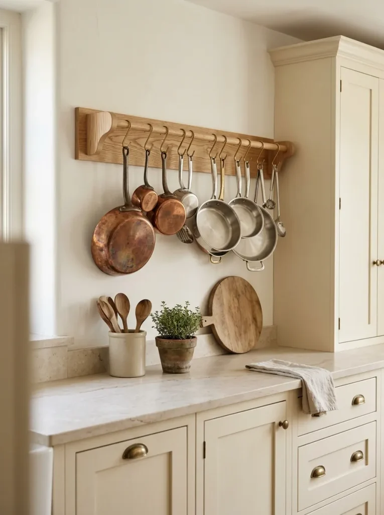 Kitchen Decor Ideas: 30 Warm Touches That Feel Homey 25 A Wooden Pot Rack