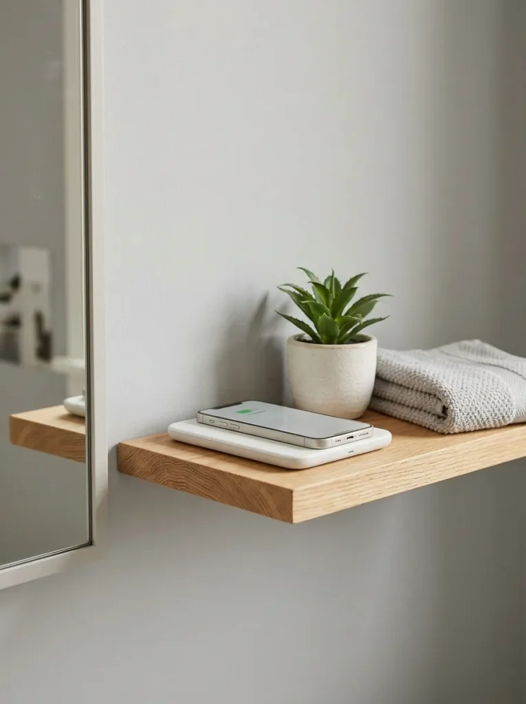 27 Guest Bathroom Ideas That Leave Visitors Pampered 27 Phone Charging Spot