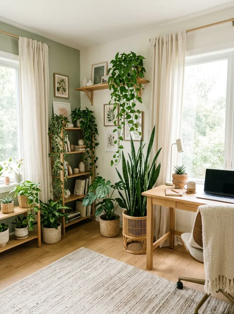 26 Motivating Home Office Decor Ideas to Boost Focus 6 Green Plant Corner
