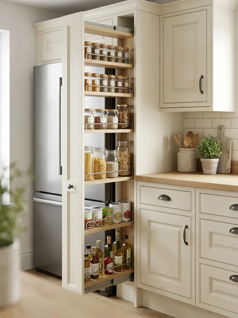 Small Kitchen Ideas: 29 Brilliant Ways to Gain Space 29 Narrow Pull-Out Pantry
