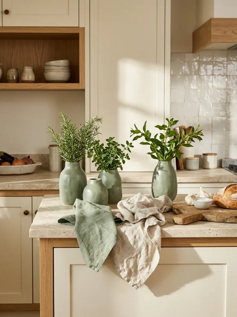 Kitchen Decor Ideas: 30 Warm Touches That Feel Homey 23 Muted Sage Green Accents