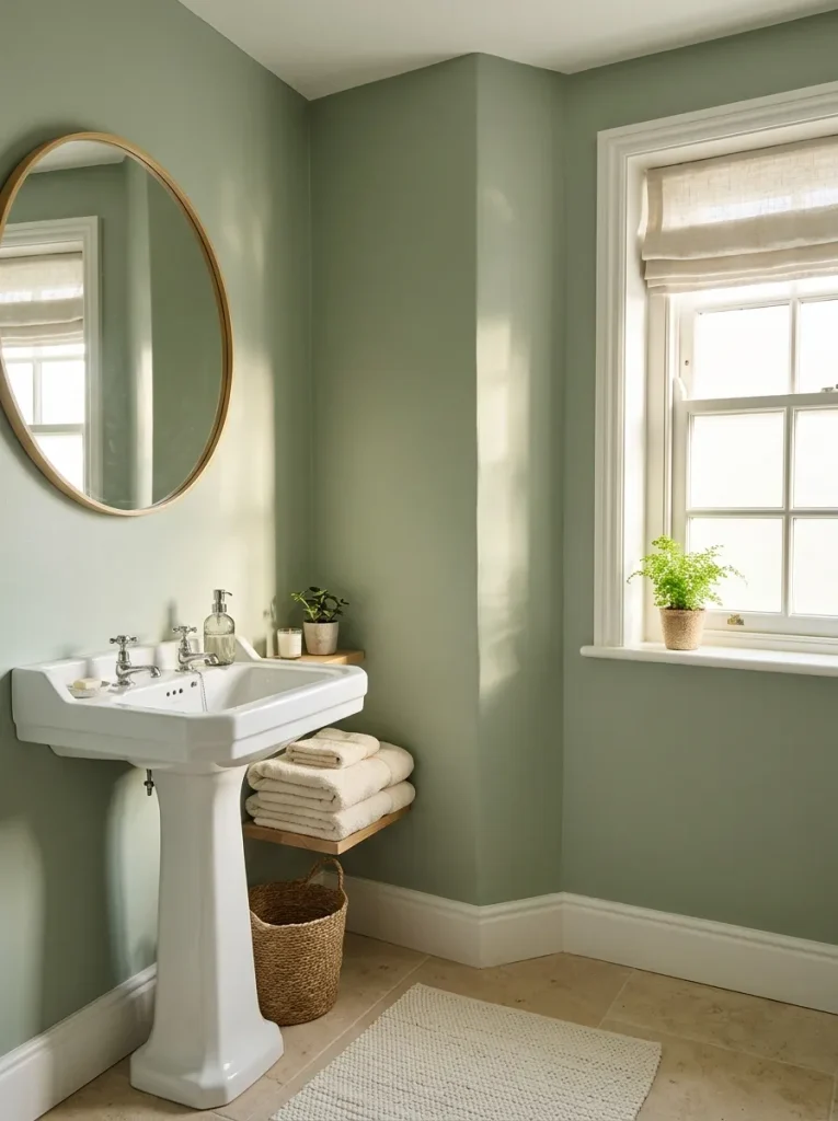27 Guest Bathroom Ideas That Leave Visitors Pampered 13 Soft Sage Paint