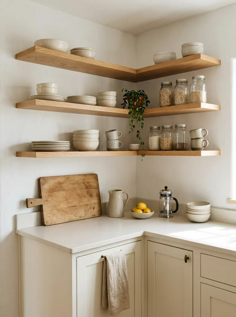 Small Kitchen Ideas: 29 Brilliant Ways to Gain Space 2 Open Wall Shelving