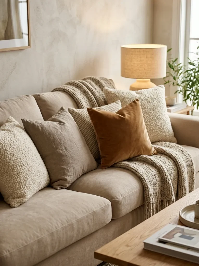 Cushions in Mixed Textures