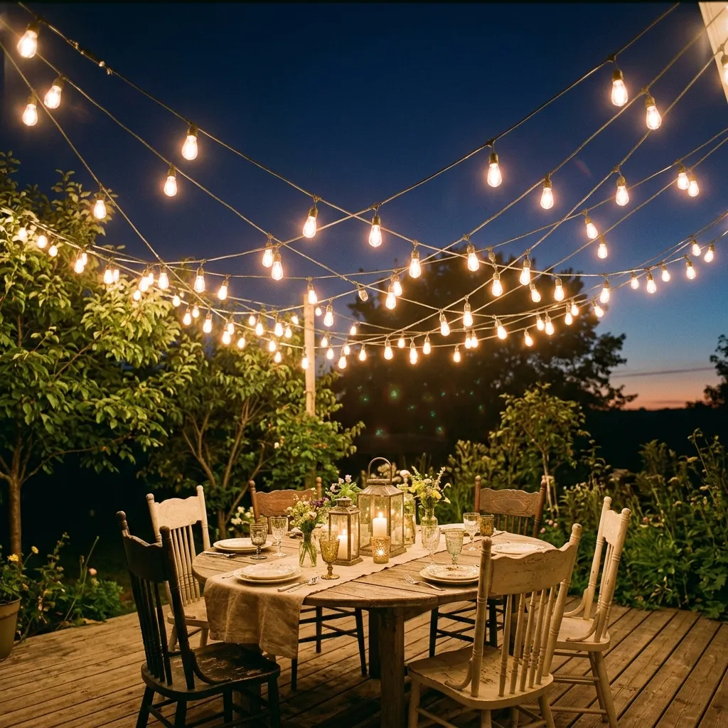 Outdoor Living Space Ideas: 30 Spots Made for Gathering 5 String Light Canopy