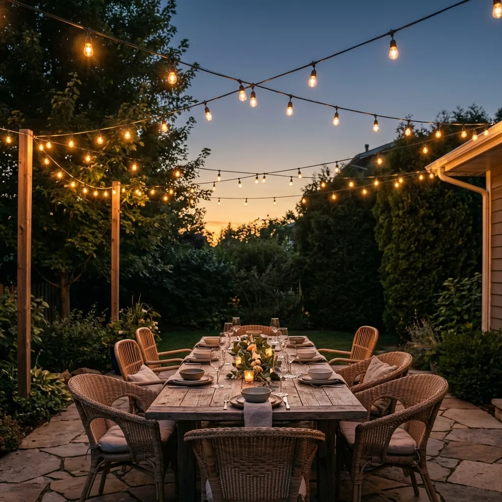 29 Backyard Decor Ideas That Turn Heads This Season 2 String Light Canopy