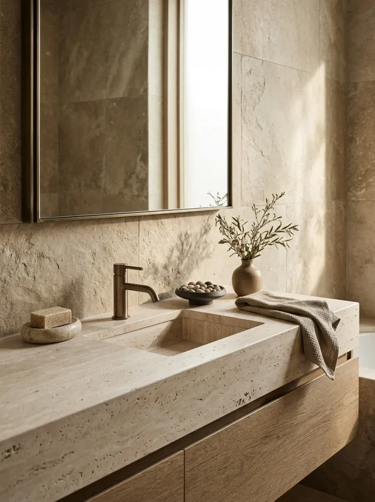 28 Bathroom Decor Ideas That Create a Spa-Worthy Escape 7 Stone Texture Accents