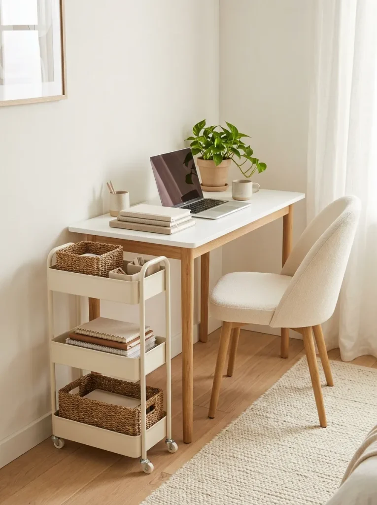 Small Home Office Ideas: 24 Compact Setups That Work 15 Desk With Rolling Cart
