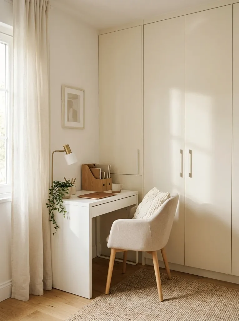 Small Home Office Ideas: 24 Compact Setups That Work 11 Desk Beside Wardrobe