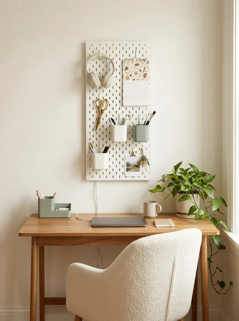 Small Home Office Ideas: 24 Compact Setups That Work 13 Compact Desk With Pegboard